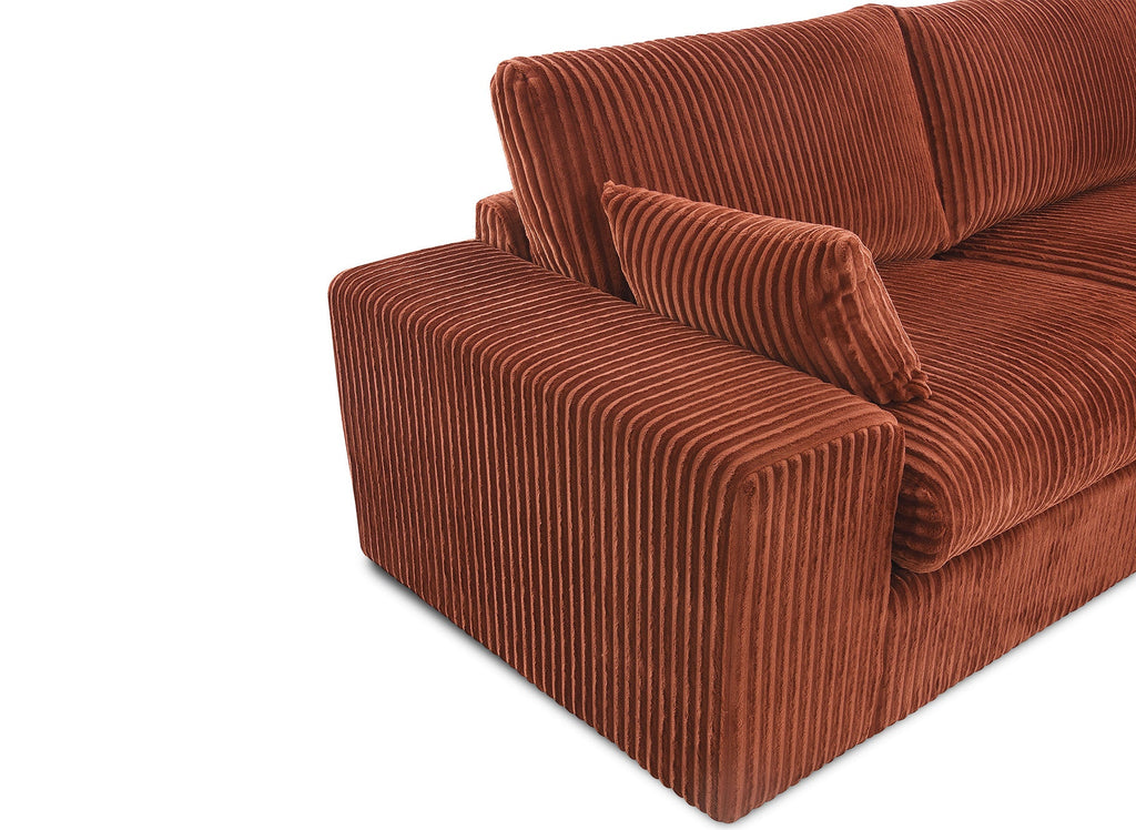 Canapé d'angle réversible en gros côtelé doux terracotta SIRINA