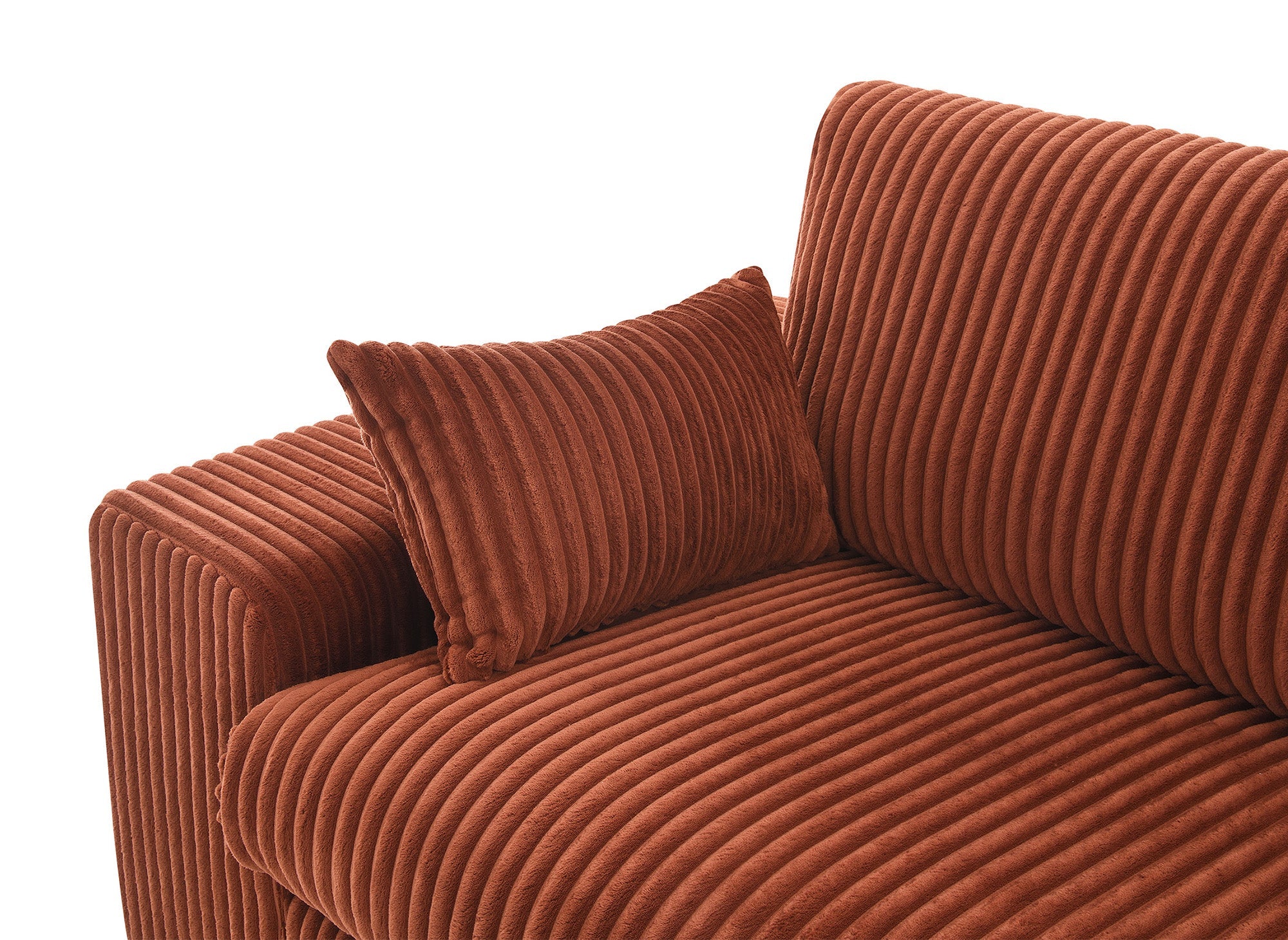 Canapé d'angle réversible en gros côtelé doux terracotta SIRINA