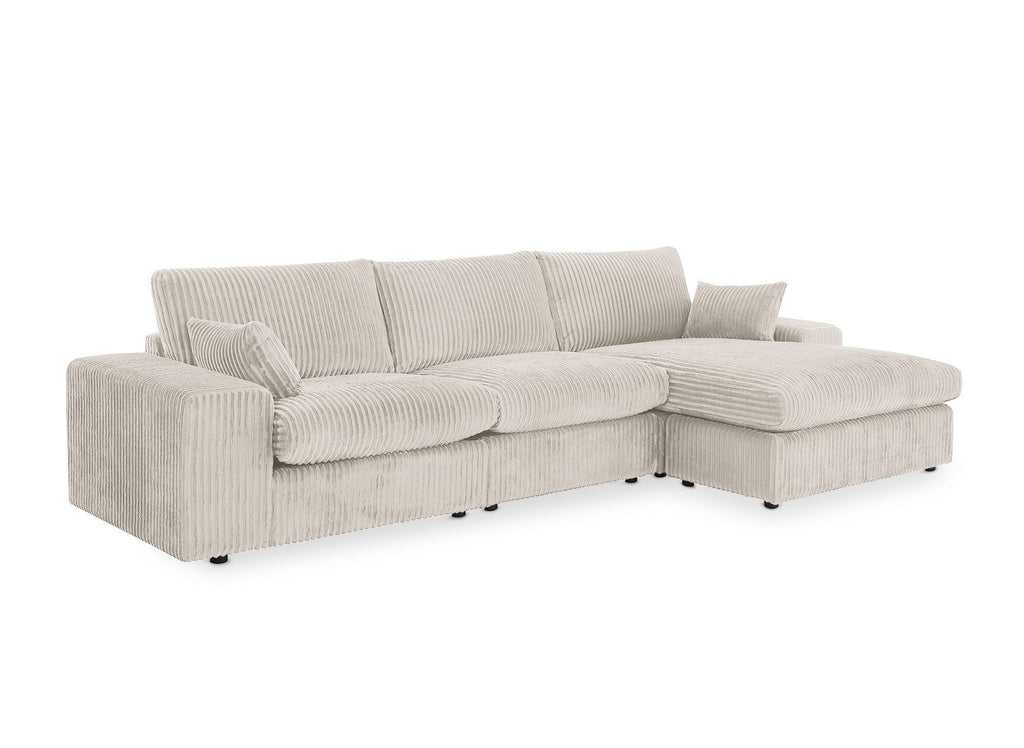 Canapé d'angle réversible en gros côtelé doux beige SIRINA