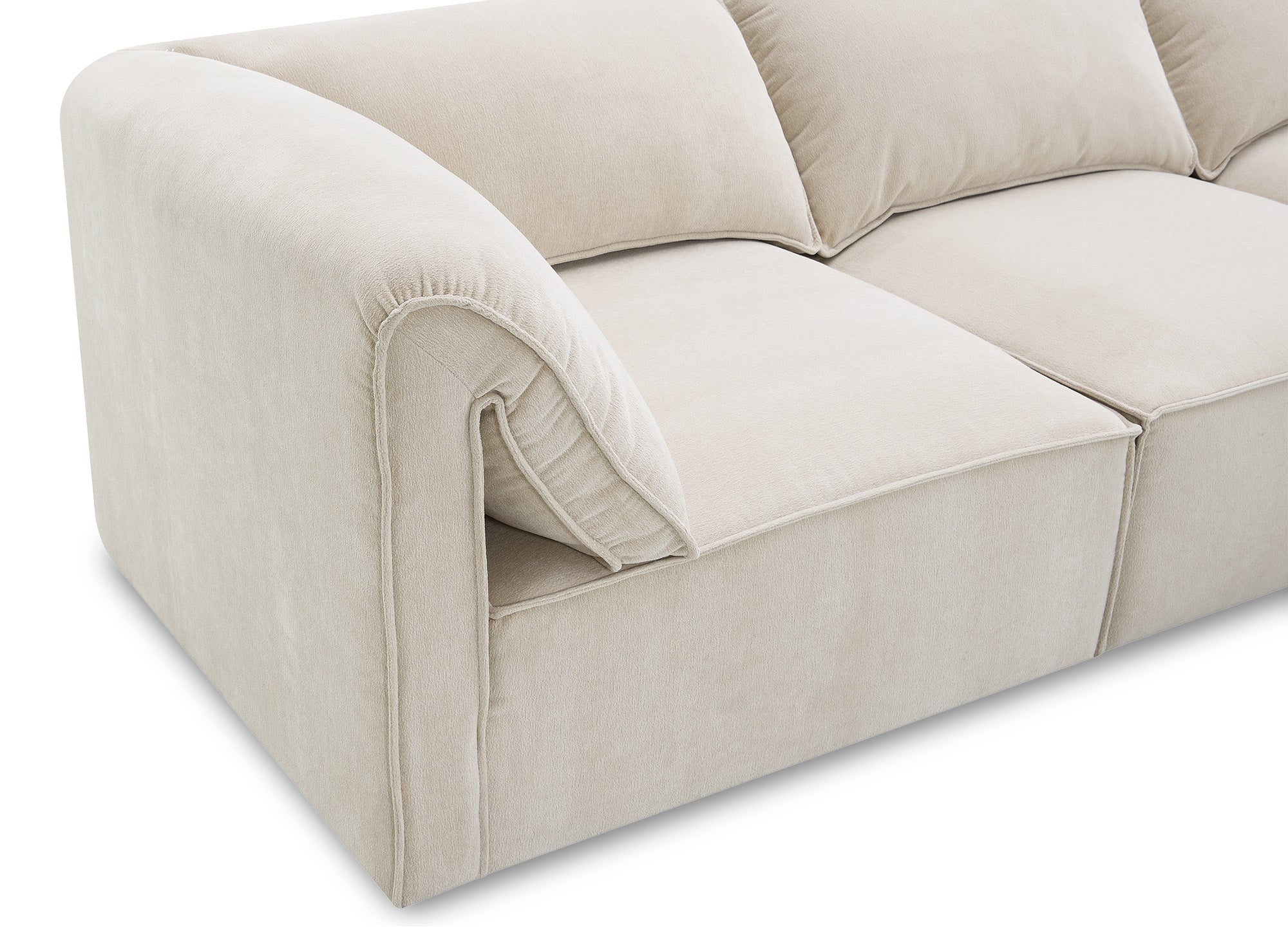 Canapé d'angle modulable en velours beige HARINA