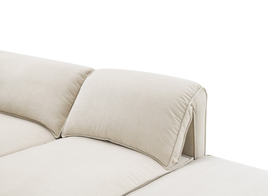 Canapé d'angle modulable en velours beige HARINA