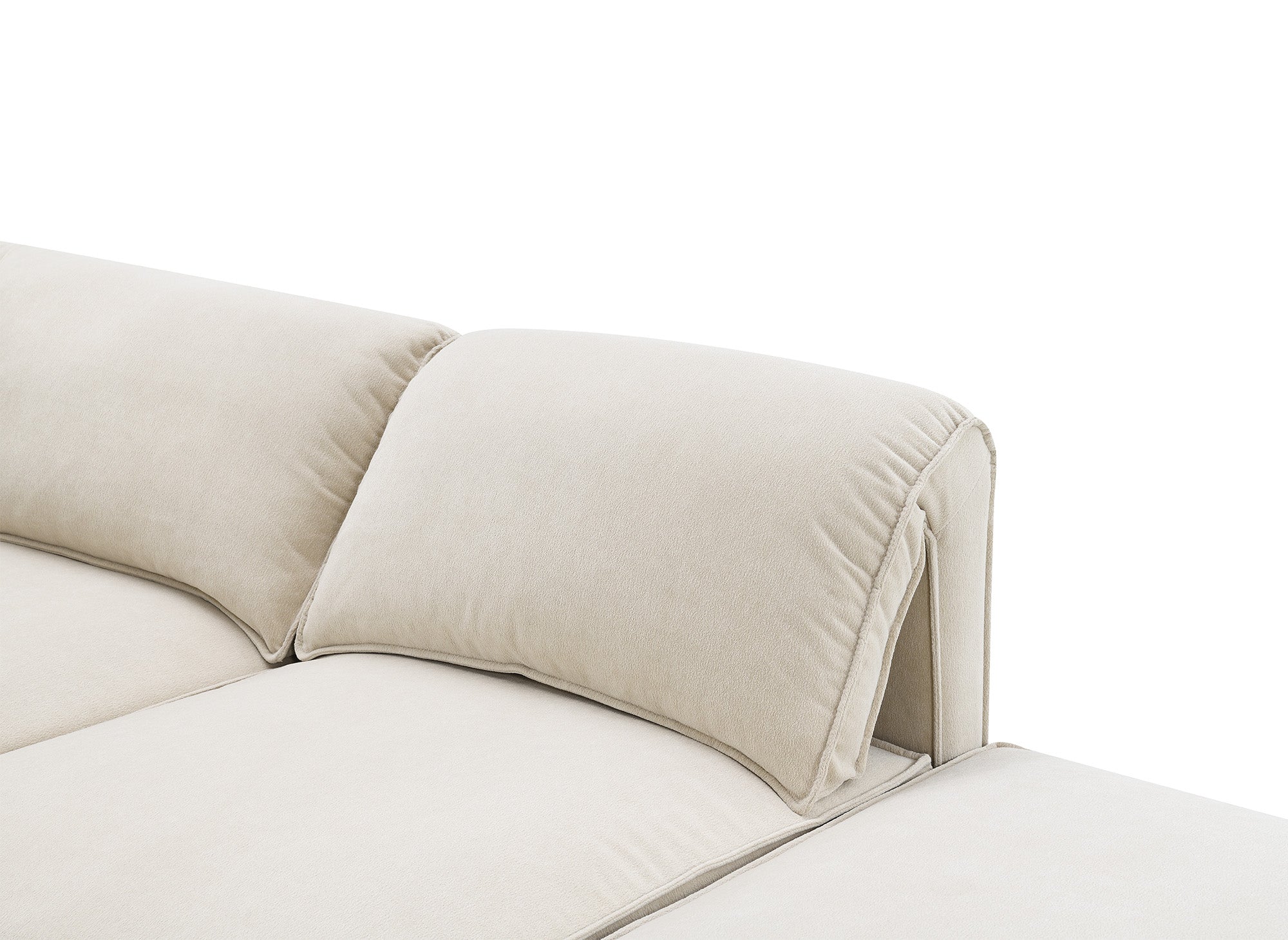 Canapé d'angle modulable en velours beige HARINA