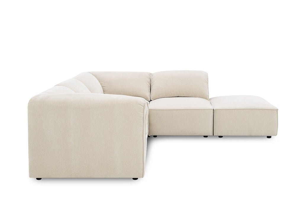 Canapé d'angle modulable en velours beige HARINA