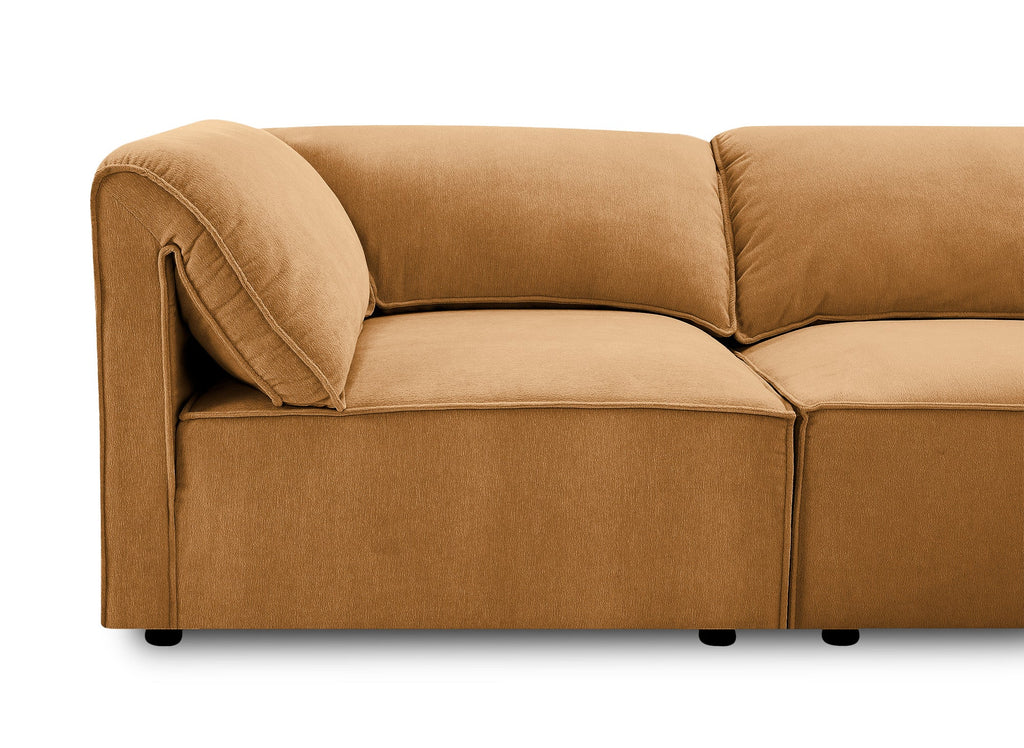 Canapé d'angle modulable en velours moutarde HARINA