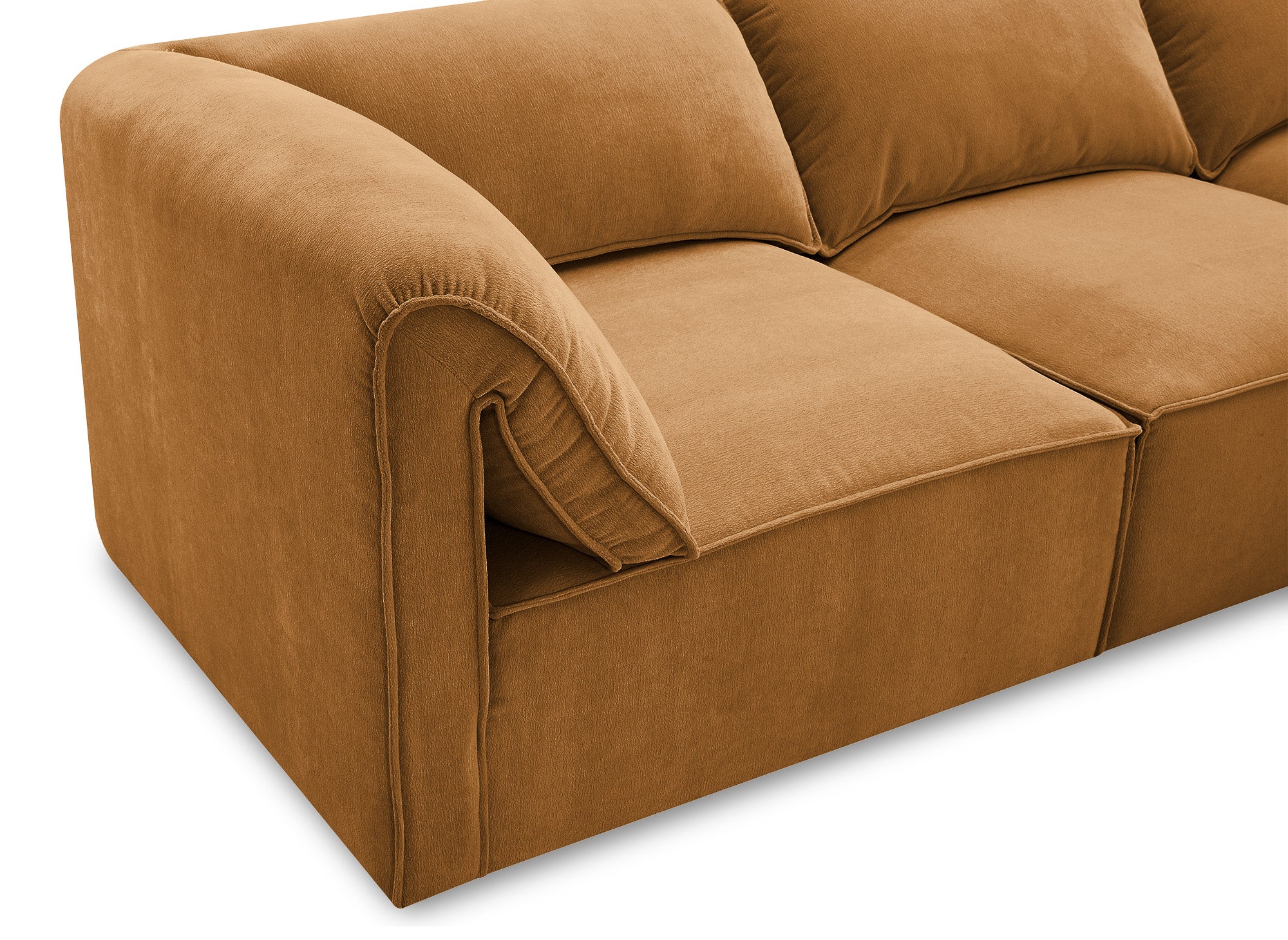 Canapé d'angle modulable en velours moutarde HARINA