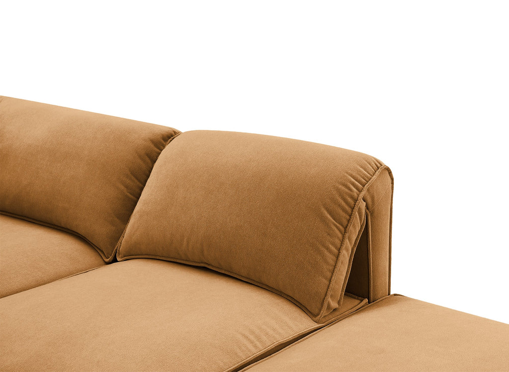 Canapé d'angle modulable en velours moutarde HARINA