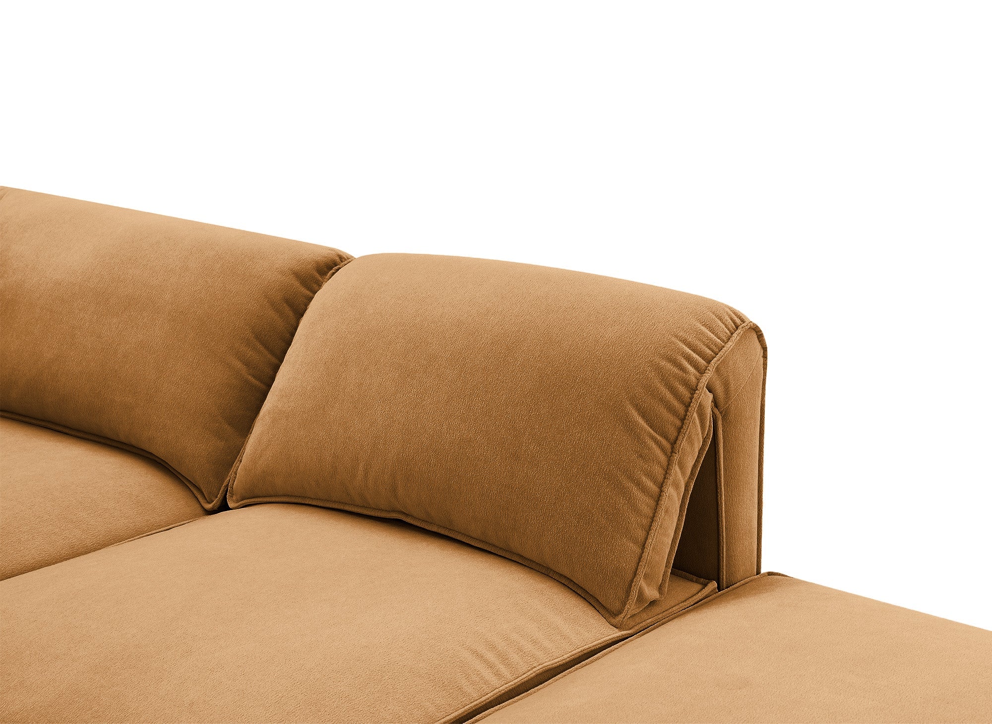 Canapé d'angle modulable en velours moutarde HARINA