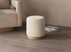 Pouf design en velours côtelé beige et pied en bois NAORA