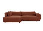Canapé d'angle convertible avec méridienne et coffre en gros côtelé terracotta TILDA - Angle gauche