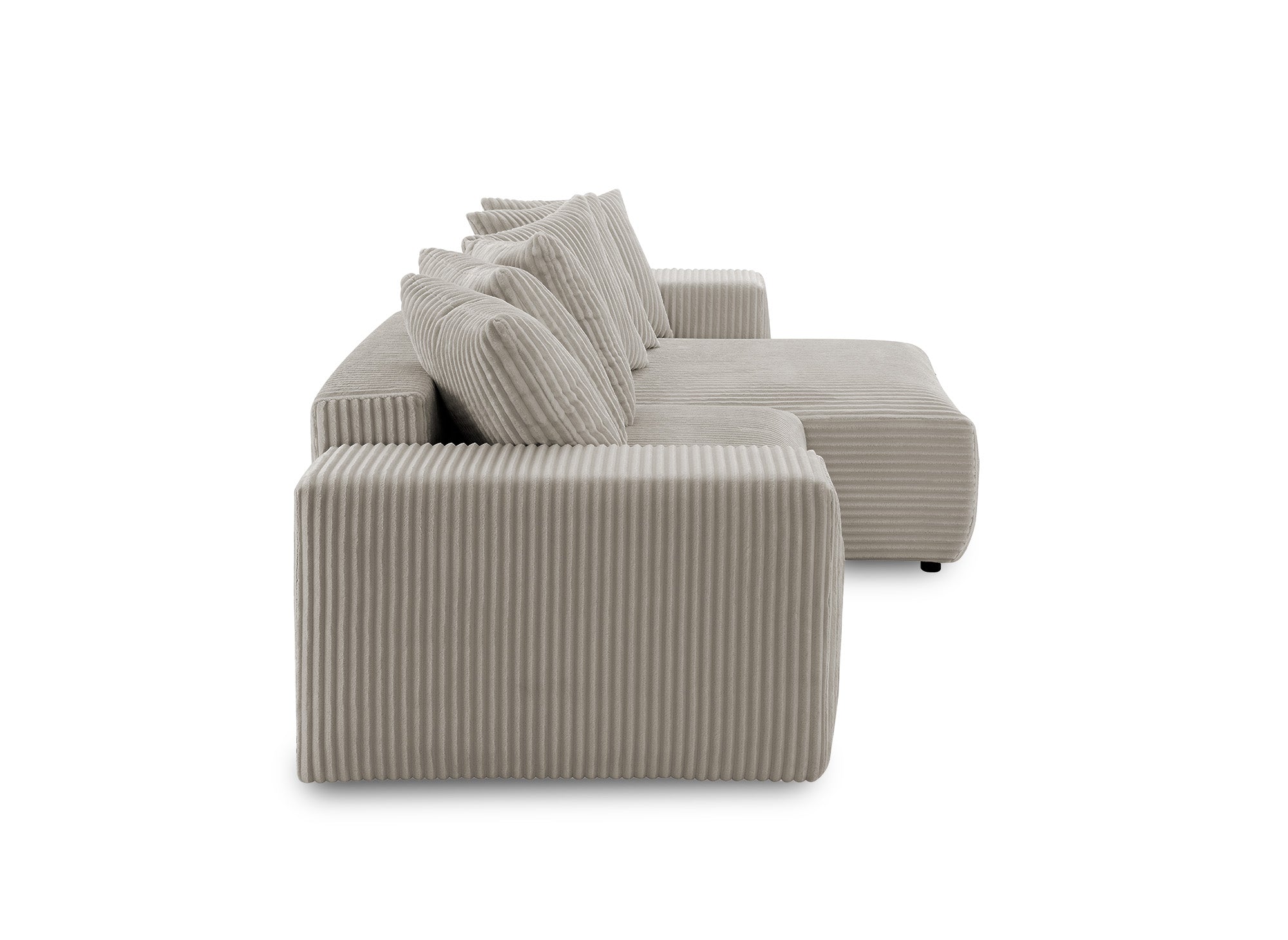 Canapé d'angle réversible convertible avec coffre en velours côtelé épais taupe NOELIA