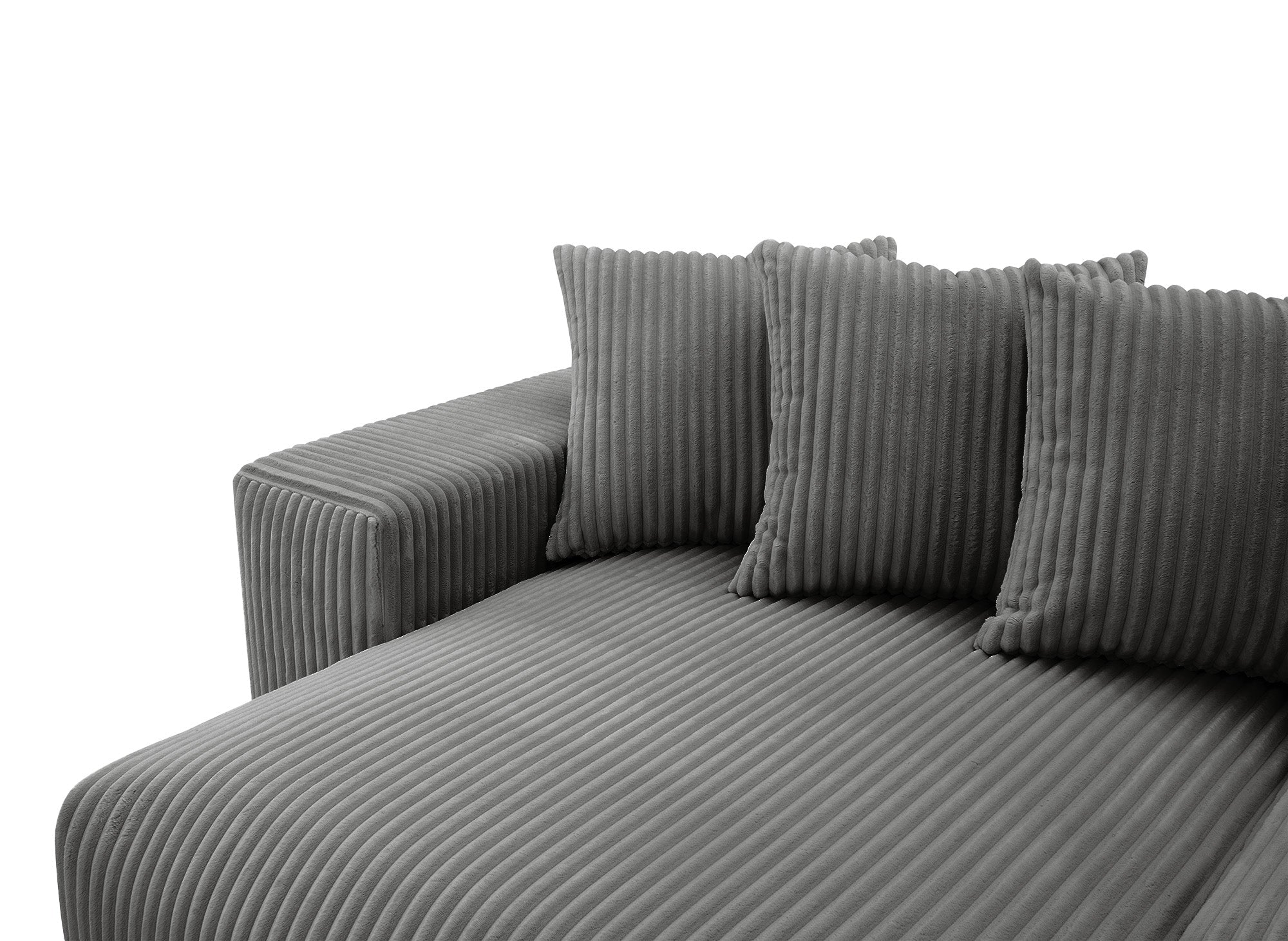 Canapé d'angle réversible convertible avec coffre en velours côtelé épais gris NOELIA