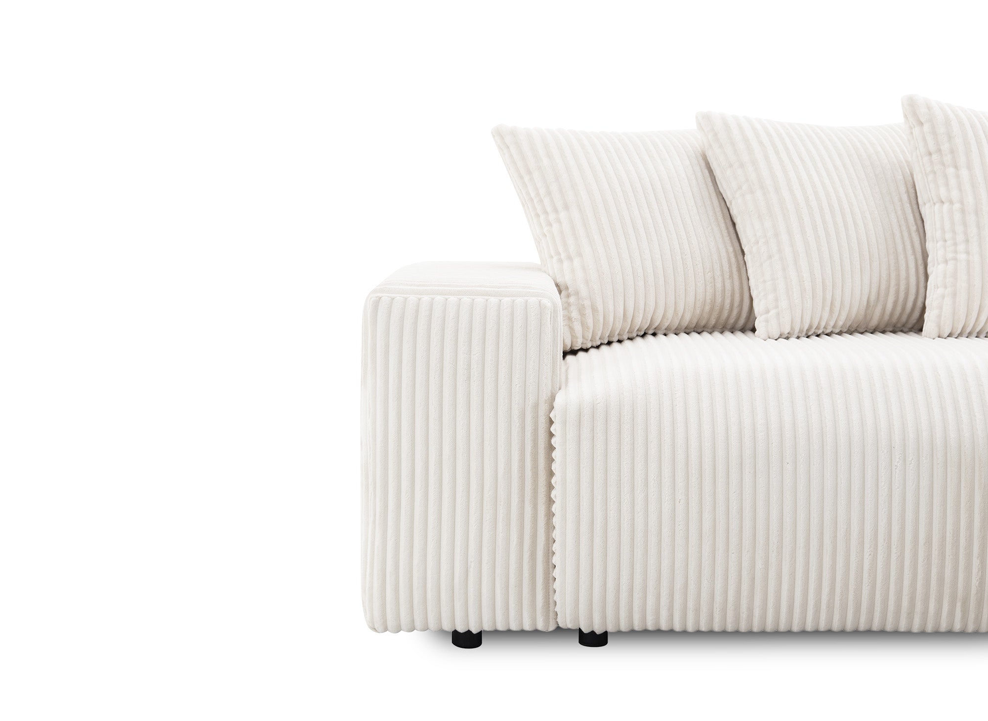 Canapé d'angle réversible convertible avec coffre en velours côtelé épais beige NOELIA