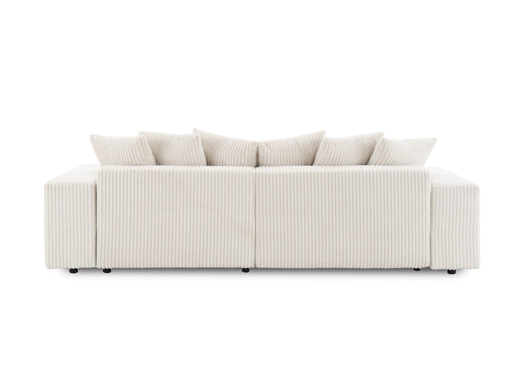Canapé d'angle réversible convertible avec coffre en velours côtelé épais beige NOELIA