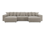Canapé panoramique réversible convertible avec coffre en velours côtelé épais taupe NOELIA