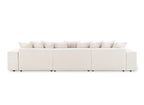 Canapé panoramique réversible convertible avec coffre en velours côtelé épais beige NOELIA