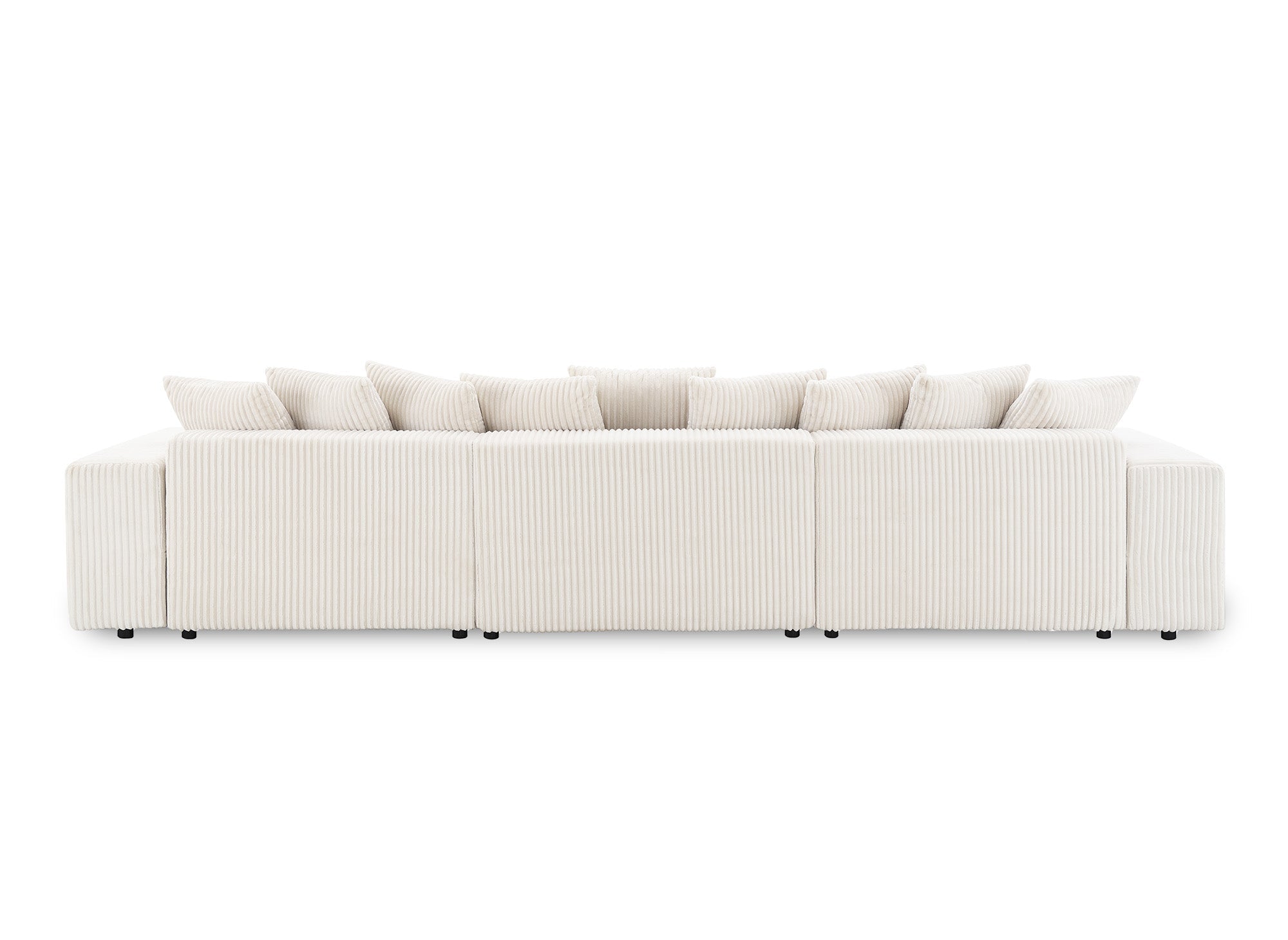 Canapé panoramique réversible convertible avec coffre en velours côtelé épais beige NOELIA