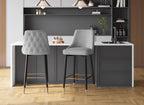 Lot de 2 tabourets de bar en velours gris DORINA