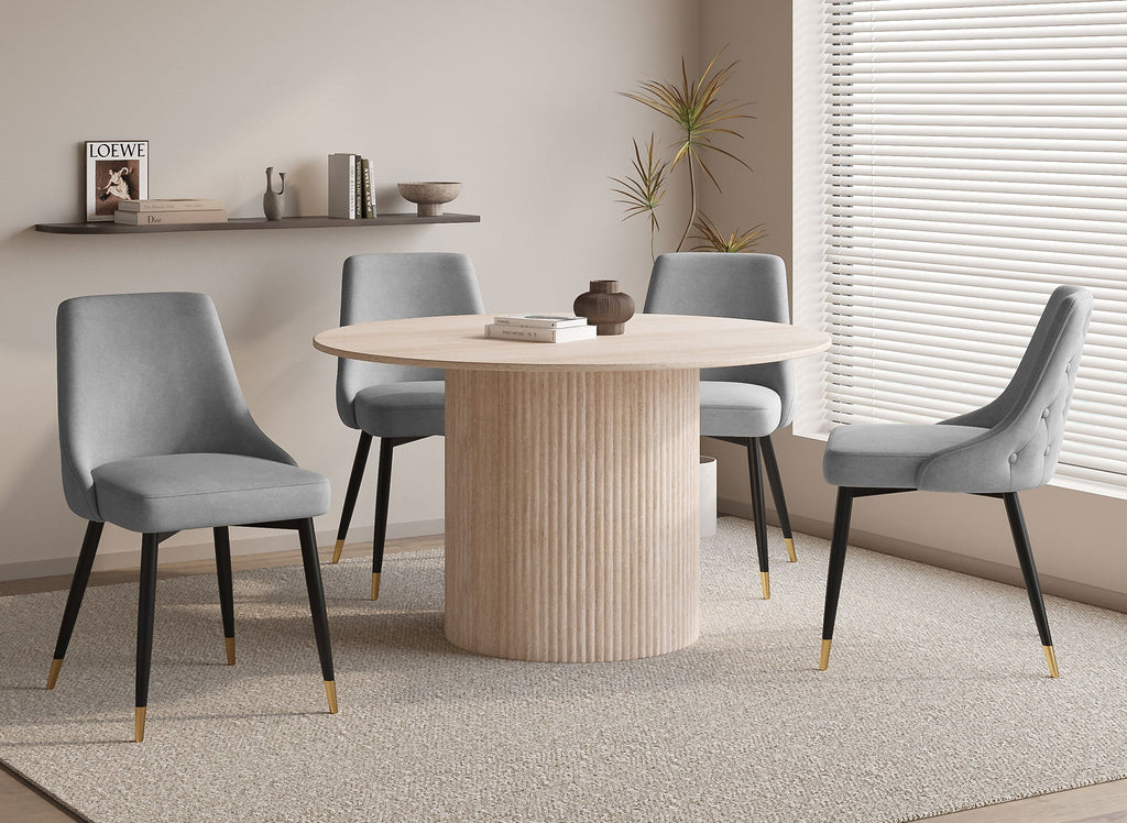 Lot de 2 chaises capitonnées en velours gris DORINA