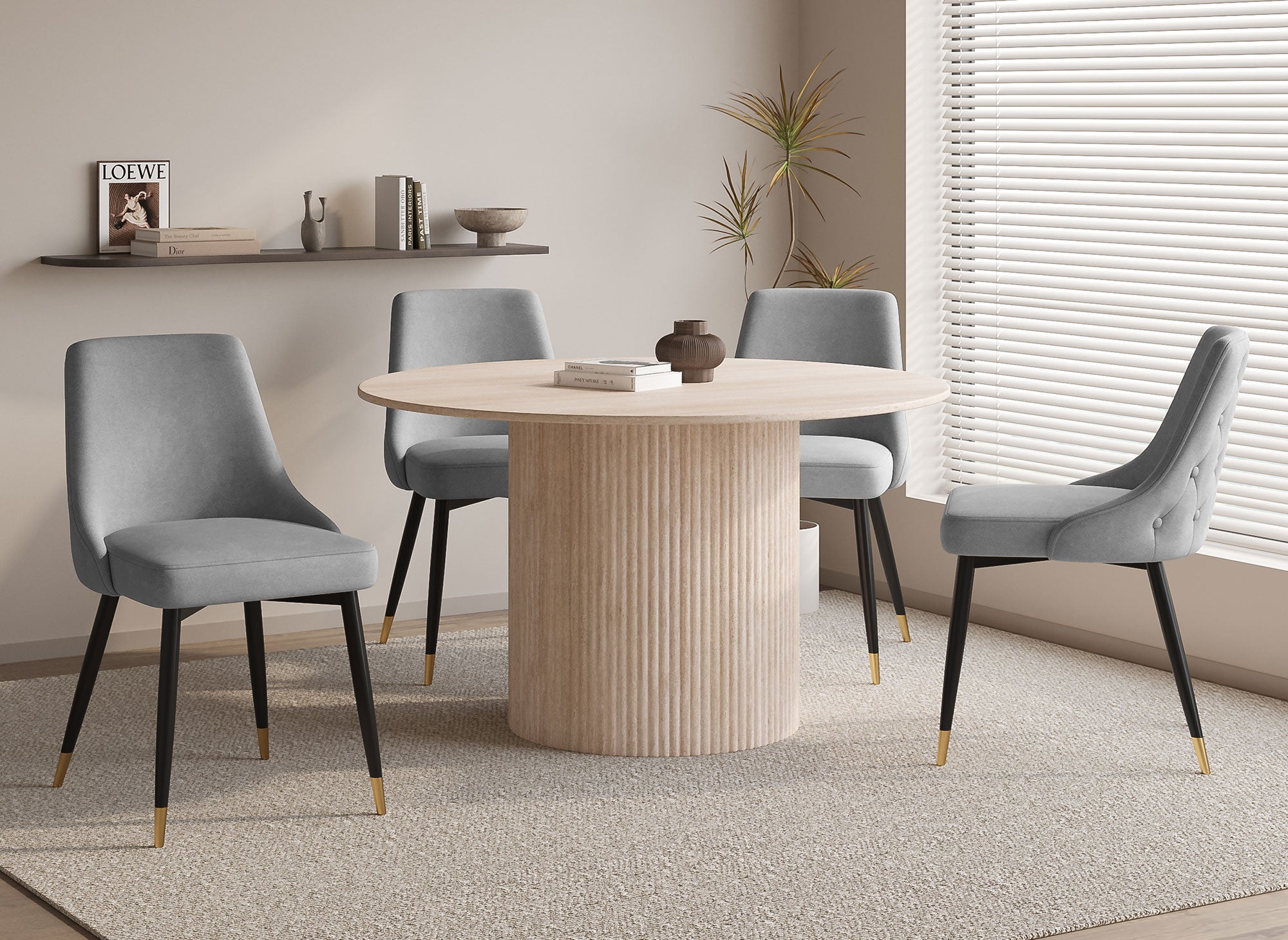 Lot de 2 chaises capitonnées en velours gris DORINA