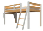 Lit mezzanine mi-hauteur 90 x 190 cm en bois et blanc ARMAND