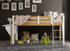 Lit mezzanine mi-hauteur 90 x 190 cm en bois et blanc ARMAND