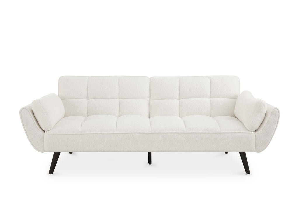 Canapé clic clac 3 places en tissu bouclette blanc écru NARA