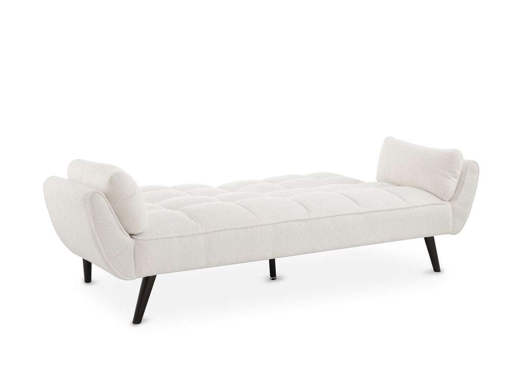 Canapé clic clac 3 places en tissu bouclette blanc écru NARA