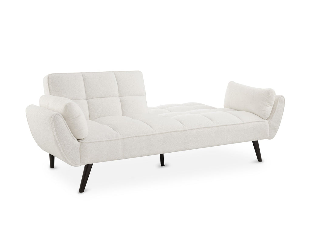 Canapé clic clac 3 places en tissu bouclette blanc écru NARA