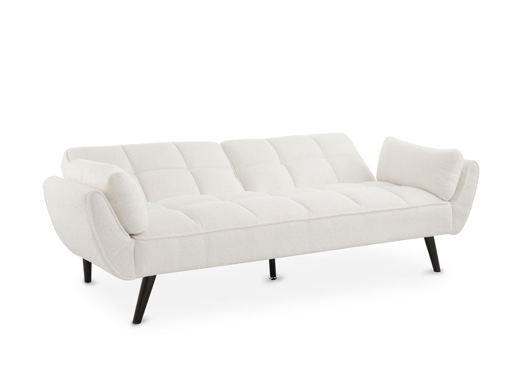 Canapé clic clac 3 places en tissu bouclette blanc écru NARA