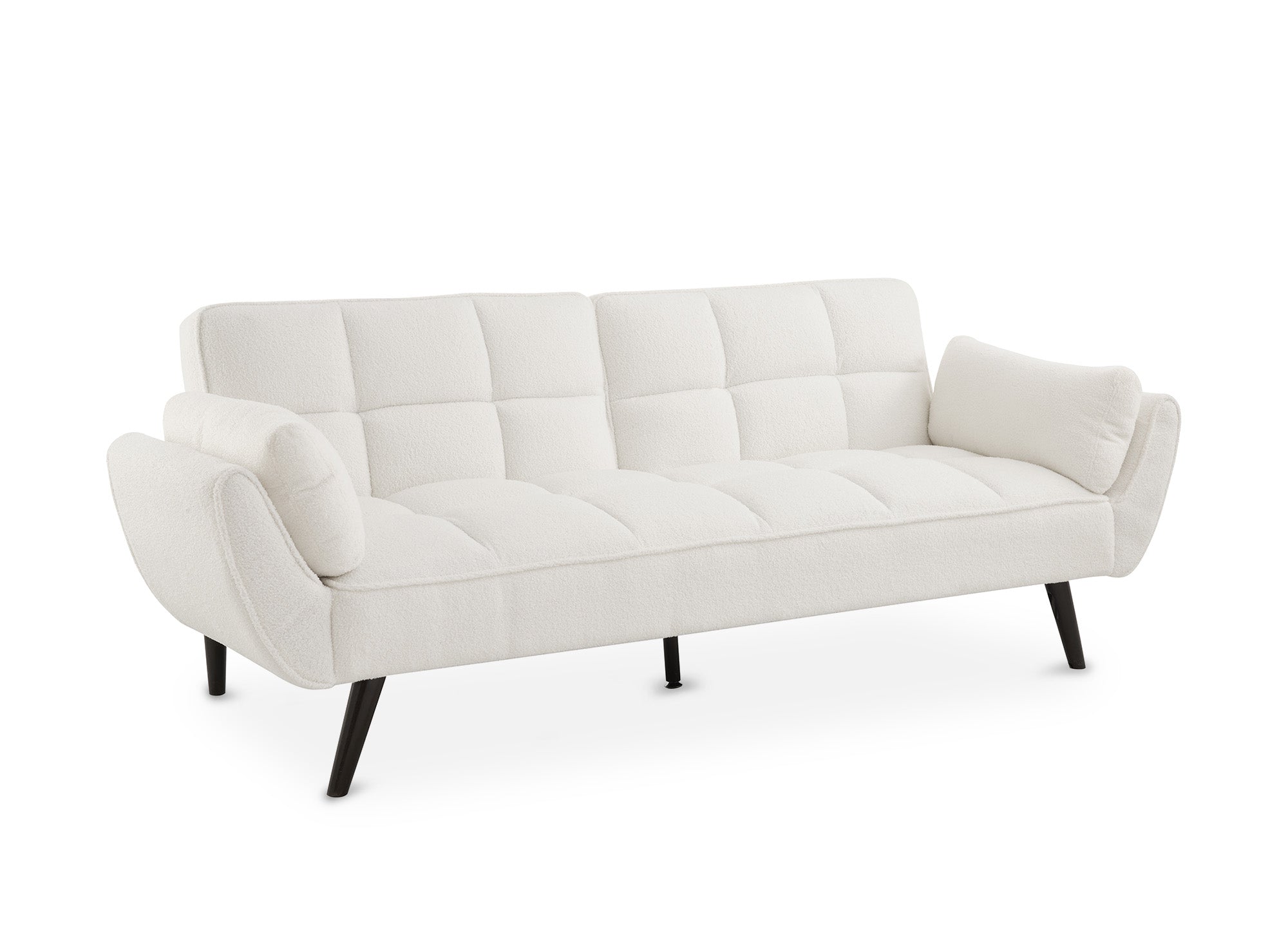 Canapé clic clac 3 places en tissu bouclette blanc écru NARA