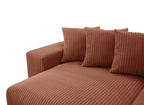 Canapé d'angle réversible convertible avec coffre en velours côtelé épais terracotta NOELIA