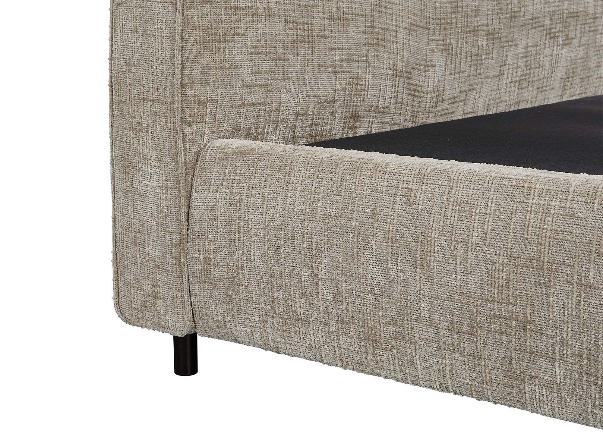 Lit coffre en velours chiné taupe 180x200cm MELO