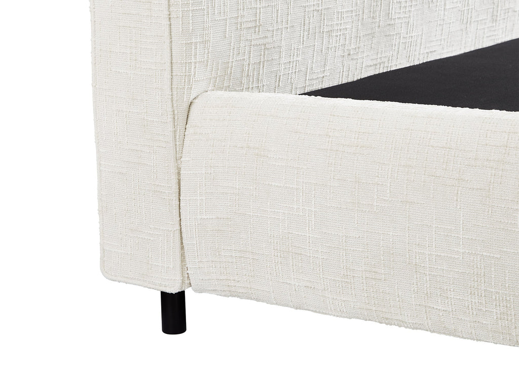 Lit coffre en velours chiné beige 160x200cm MELO