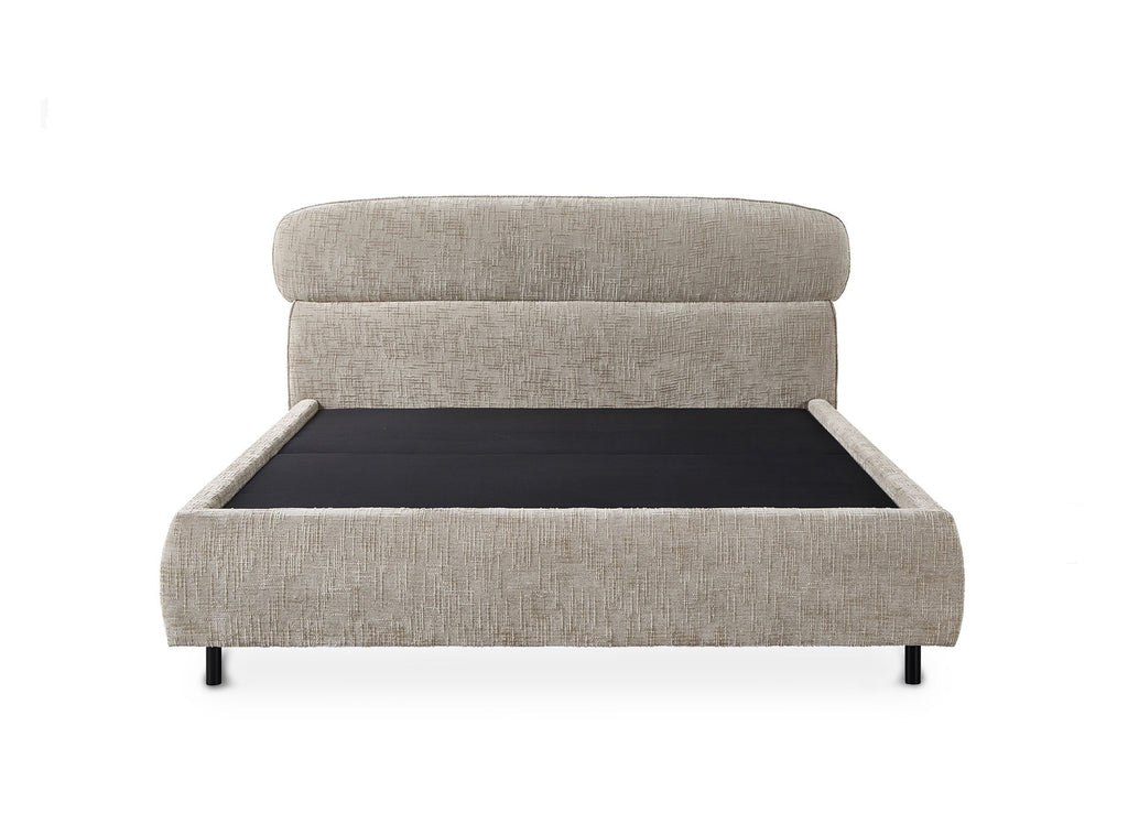 Lit coffre en velours chiné taupe 180x200cm MELO