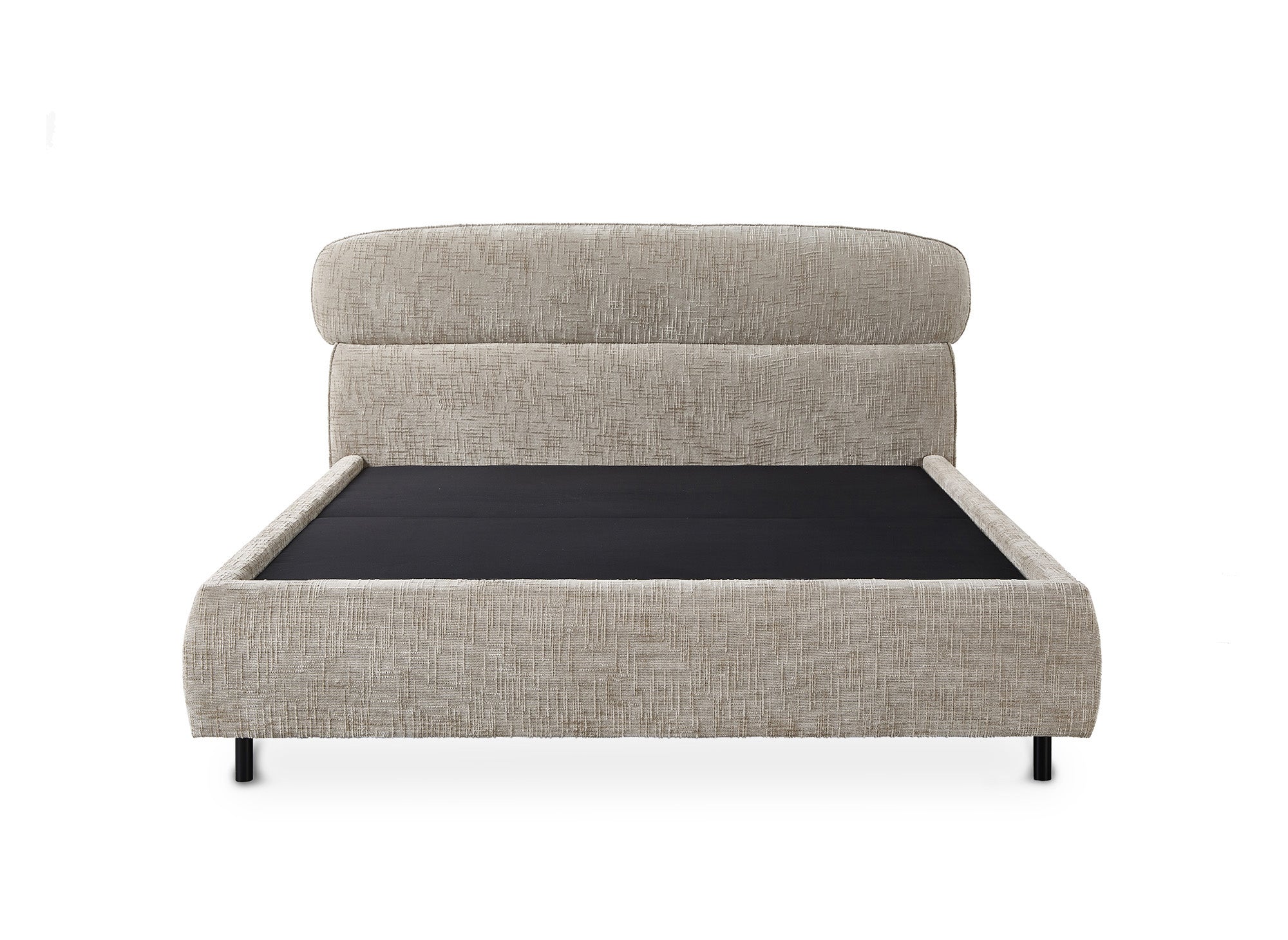 Lit coffre en velours chiné taupe 160x200cm MELO