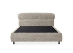 Lit coffre en velours chiné taupe 140x190cm MELO