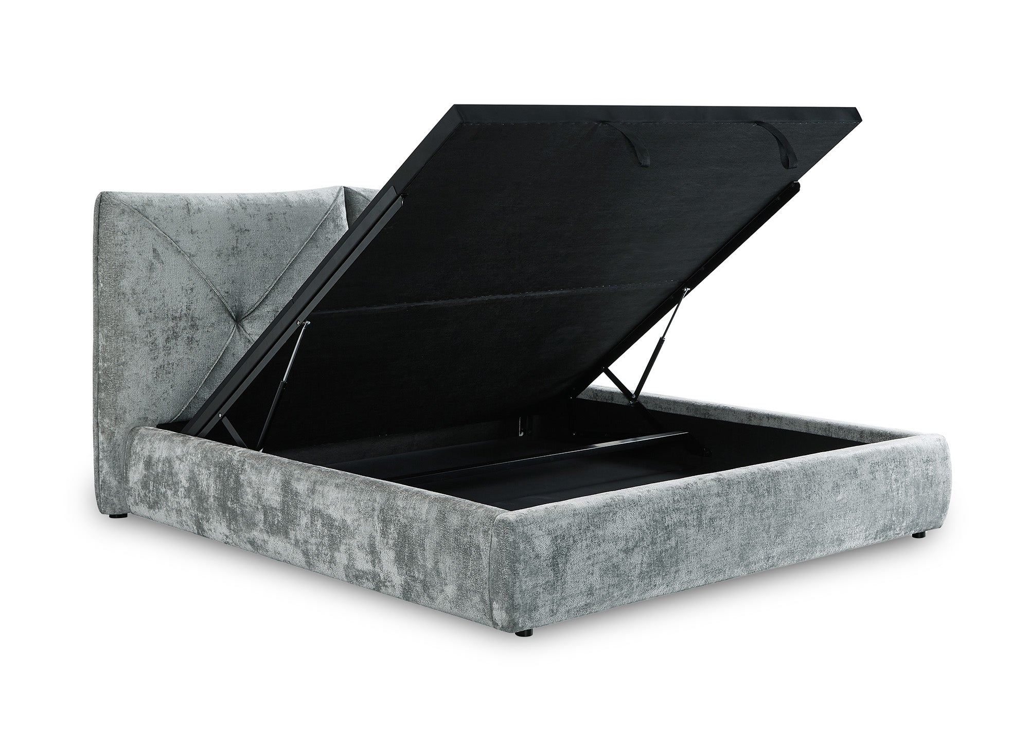 Lit coffre en tissu bouclette doux gris 180x200 cm NOAH