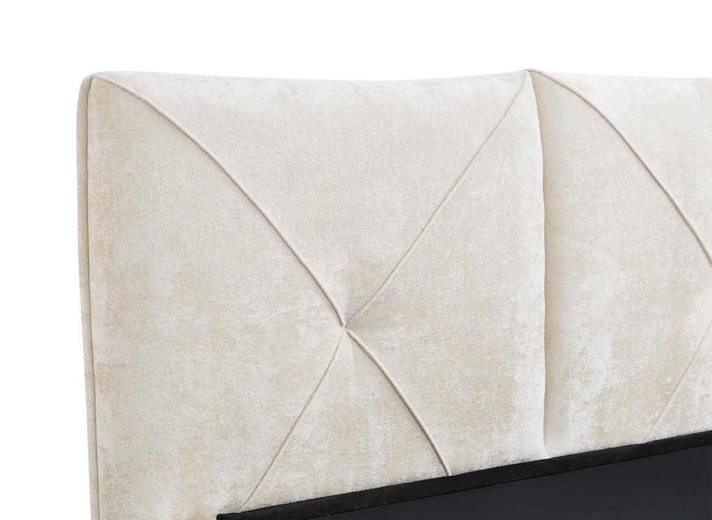 Lit coffre en tissu bouclette doux beige 160x200 cm NOAH
