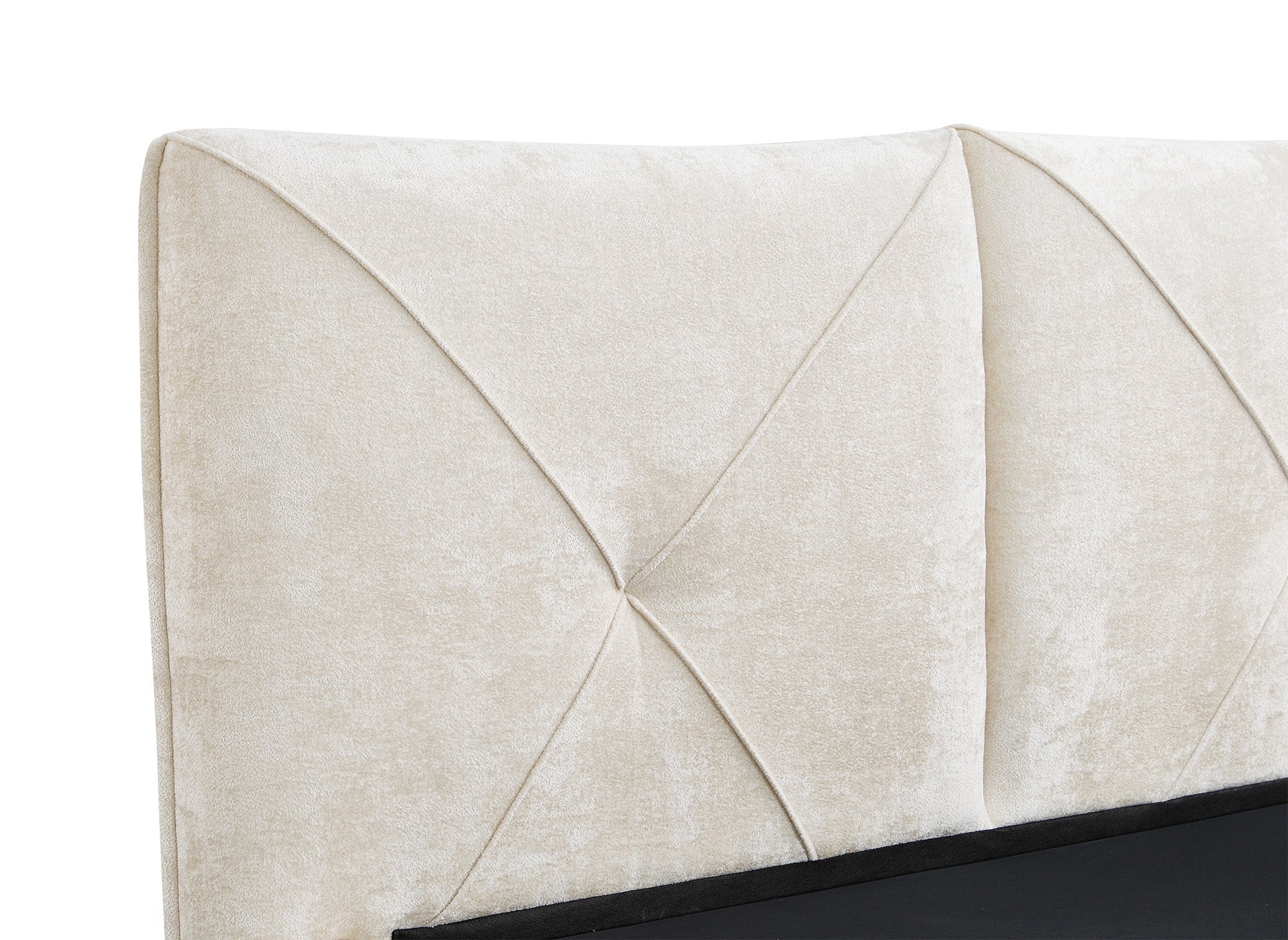 Lit coffre en tissu bouclette doux beige 160x200 cm NOAH