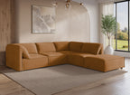 Canapé d'angle modulable en velours moutarde HARINA