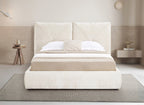 Lit coffre en tissu bouclette doux beige 140x190 cm NOAH
