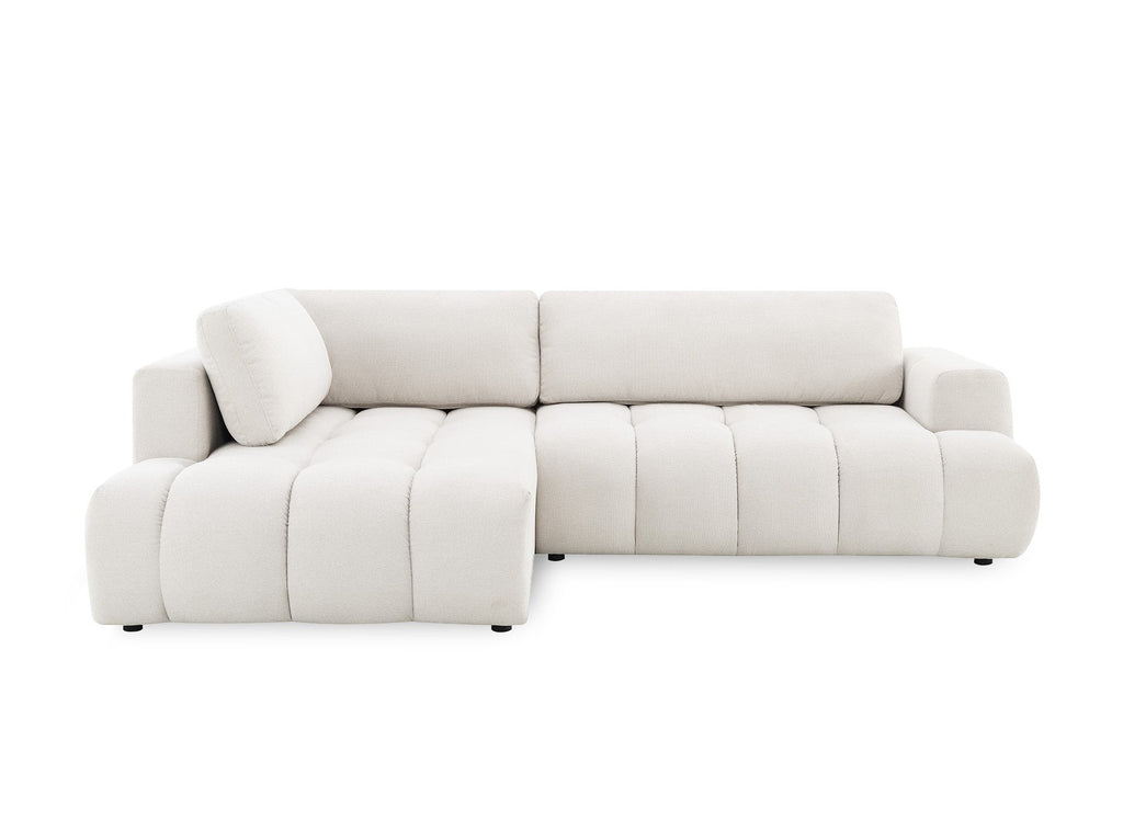 Canapé d'angle convertible avec coffre en tissu beige HAVEN - Angle gauche