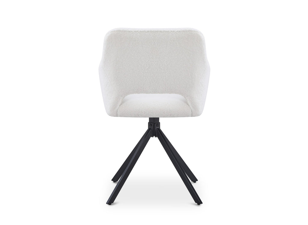 Lot de 2 chaises pivotantes design en tissu bouclette blanc écru CIEL