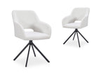 Lot de 2 chaises pivotantes design en tissu bouclette blanc écru CIEL
