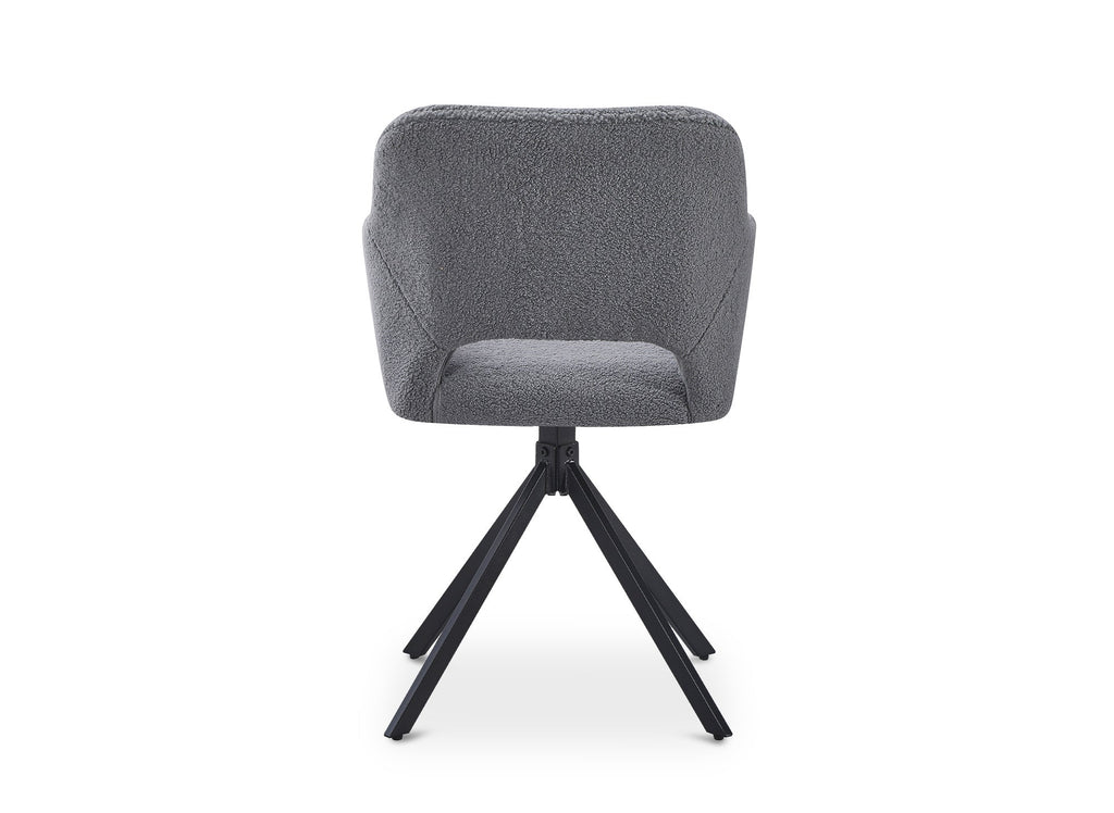 Lot de 2 chaises pivotantes design en tissu bouclette gris CIEL