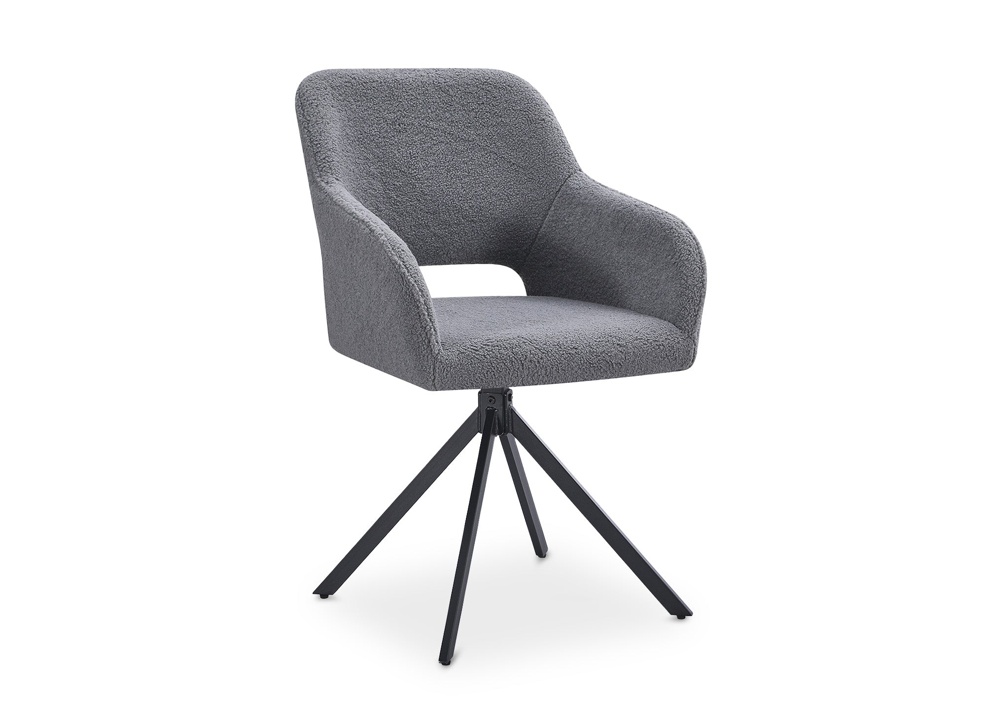 Lot de 2 chaises pivotantes design en tissu bouclette gris CIEL