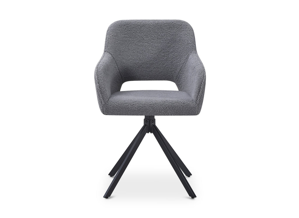 Lot de 2 chaises pivotantes design en tissu bouclette gris CIEL