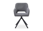Lot de 2 chaises pivotantes design en tissu bouclette gris CIEL