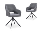 Lot de 2 chaises pivotantes design en tissu bouclette gris CIEL