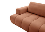 Canapé d'angle convertible avec coffre en tissu terracotta HAVEN - Angle droit